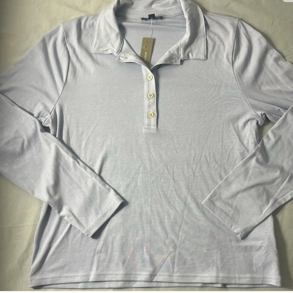 J. Crew Light Lavender Long Sleeve Polo Top